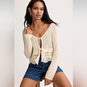 Jason Wu Crochet Tie-Front Cardigan in Cream